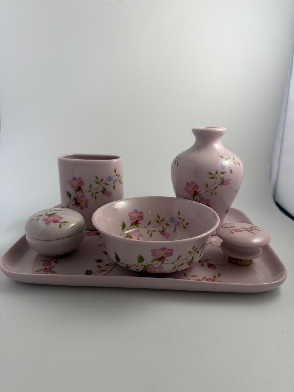 Vintage Vanity Dresser Set of 5 Porcelain Limoges France